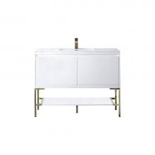 James Martin Vanities 805-V47.3-GW-CB-GW - Mantova 47.3'' Single Vanity, Glossy White, Champagne Brass Base w/ Glossy White Composi