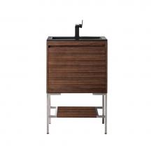 James Martin Vanities 805-V23.6-W-BN-CH - Mantova 23.6'' Single Vanity, Mid-Century Walnut, Brushed Nickel Base w/ Charcoal Black