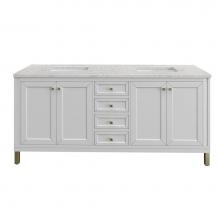 James Martin Vanities 305-V72-GW-3EJP - Chicago 72'' Double Vanity, Glossy White w/ 3 CM Eternal Jasmine Pearl Top