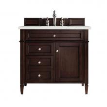 James Martin Vanities 650-V36-BNM-3LDL - Brittany 36'' Single Vanity, Burnished Mahogany w/ 3 CM Lime Delight Quartz Top