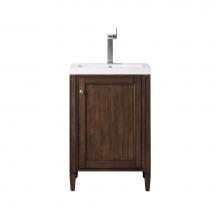 James Martin Vanities E652V24MCAWG - Britannia 24'' Single Vanity Cabinet, Mid Century Acacia w/ White Glossy Composite Count