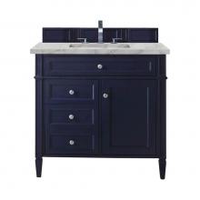 James Martin Vanities 650-V36-VBL-3VSL - Brittany 36'' Single Vanity, Victory Bleu w/ 3 CM Victorian Silver Quartz Top