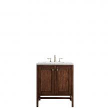 James Martin Vanities E445-V30-MCA-3CAR - Addison 30'' Single Vanity Cabinet (w/Doors), Mid Century Acacia, w/ 3 CM Carrara White