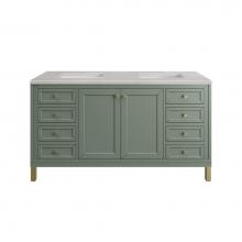 James Martin Vanities 305-V60D-SC-3ESR - Chicago 60'' Double Vanity, Smokey Celadon w/ 3 CM Eternal Serena Top