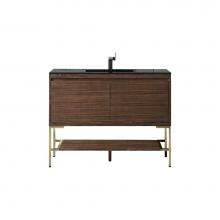 James Martin Vanities 805-V47.3-W-CB-CH - Mantova 47.3'' Single Vanity, Mid-Century Walnut, Champagne Brass Base w/ Charcoal Black