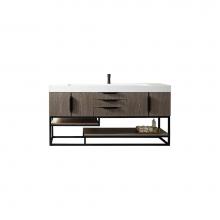 James Martin Vanities 388-V72S-AGR-MB-GW - Columbia 72'' Single Vanity, Ash Gray, Matte Black w/ Glossy White Composite Top