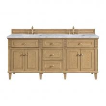 James Martin Vanities 424-V72-LNO-3CAR - Lorelai 72'' Double Vanity, Light Natural Oak w/ 3 CM Carrara White Marble Top