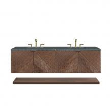 James Martin Vanities D200-V72-CSN-3PBL - Marcello 72'' Double Vanity, Chestnut w/ 3 CM Parisien Bleu Top