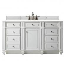 James Martin Vanities 157-V60S-BW-3WZ - Bristol 60'' Single Vanity, Bright White, w/ 3 CM White Zeus Quartz Top