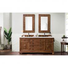 James Martin Vanities 550-V72-CIN-3WZ - Mykonos 72'' Double Vanity Cabinet, Cinnamon, w/ 3 CM White Zeus Quartz Top