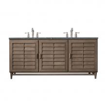 James Martin Vanities 620-V72-WW-3PBL - Portland 72'' Double Vanity Whitewashed Walnut w/ 3 CM Parisien Bleu Quartz Top