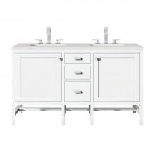 James Martin Vanities E444-V60D-GW-3LDL - Addison 60'' Double Vanity, Glossy White w/ 3 CM Lime Delight Quartz Top