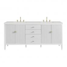 James Martin Vanities 485-V72-BW-3LDL - Myrrin 72'' Double Vanity, Bright White w/ 3 CM Lime Delight Quartz Top