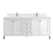 James Martin Vanities 305-V72-GW-1WZ - Chicago 72'' Double Vanity, Glossy White w/ Single Hole 3 CM White Zeus Top & Backsp