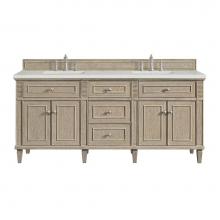 James Martin Vanities 424-V72-WWO-3LDL - Lorelai 72'' Double Vanity, Whitewashed Oak w/ 3 CM Lime Delight Quartz Top