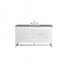 James Martin Vanities E645-V60S-GW-3GEX - Athens 60'' Single Vanity, Glossy White w/ 3 CM Grey Expo Quartz Top