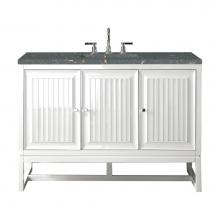 James Martin Vanities E645-V48-GW-3PBL - Athens 48'' Single Vanity, Glossy White w/ 3 CM Parisien Bleu Quartz Top