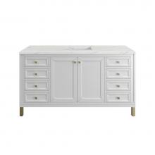 James Martin Vanities 305-V60S-GW-3ENC - Chicago 60'' Single Vanity, Glossy White w/ 3 CM Ethereal Noctis Top