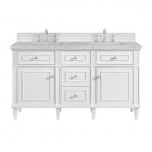 James Martin Vanities 424-V60D-BW-3EJP - Lorelai 60'' Double Vanity, Bright White w/ 3 CM Eternal Jasmine Pearl Quartz Top