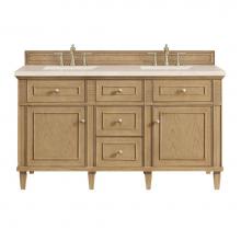 James Martin Vanities 424-V60D-LNO-3EMR - Lorelai 60'' Double Vanity, Light Natural Oak w/ 3 CM Eternal Marfil Quartz Top