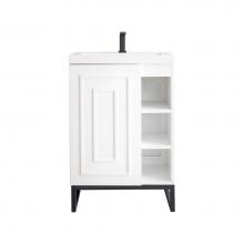 James Martin Vanities E110V24GWMBKWG - Alicante' 24'' Single Vanity Cabinet, Glossy White, Matte Black w/White Glossy Comp