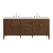 James Martin Vanities 485-V72-WLT-3LDL - Myrrin 72'' Double Vanity, Mid Century Walnut w/ 3 CM Lime Delight Quartz Top