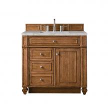 James Martin Vanities 157-V36-SBR-3VSL - Bristol 36'' Single Vanity, Saddle Brown w/ 3 CM Victorian Silver Quartz Top