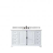 James Martin Vanities 238-105-V60S-BW-3WZ - Providence 60'' Single Vanity Cabinet, Bright White, w/ 3 CM White Zeus Quartz Top