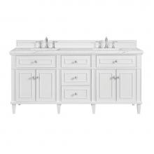 James Martin Vanities 424-V72-BW-3ENC - Lorelai 72'' Double Vanity, Bright White w/ 3 CM Ethereal Noctis Quartz Top