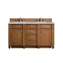 James Martin Vanities 157-V60D-SBR-3VSL - Bristol 60'' Double Vanity, Saddle Brown w/ 3 CM Victorian Silver Quartz Top