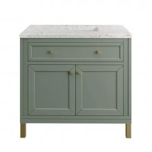 James Martin Vanities 305-V36-SC-3EJP - Chicago 36'' Single Vanity, Smokey Celadon w/ 3 CM Eternal Jasmine Pearl Top