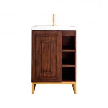 James Martin Vanities E110V24MCARGDWG - Alicante' 24'' Single Vanity Cabinet, Mid Century Acacia, Radiant Gold w/White Glos