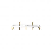 James Martin Vanities 055BK18RGD63WG2 - Three Boston 18'' Wall Brackets, Radiant Gold w/63'' White Glossy Composite Co