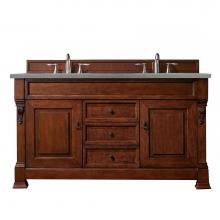 James Martin Vanities 147-114-5681-3GEX - Brookfield 60'' Double Vanity, Warm Cherry w/ 3 CM Grey Expo Quartz Top