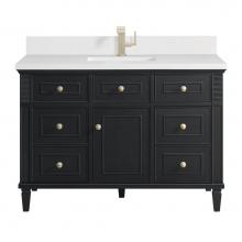 James Martin Vanities 424-V48-BKO-1WZ - Lorelai 48'' Single Vanity, Black Onyx w/ Single Hole 3 CM White Zeus Quartz Top & B