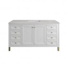 James Martin Vanities 305-V60S-GW-3ESR - Chicago 60'' Single Vanity, Glossy White w/ 3 CM Eternal Serena Top