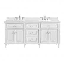 James Martin Vanities 424-V72-BW-3WZ - Lorelai 72'' Double Vanity, Bright White w/ 3 CM White Zeus Quartz Top