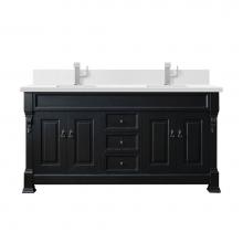 James Martin Vanities 147-114-5731-1WZ - Brookfield 72'' Double Vanity, Antique Black w/ Single Hole 3 CM White Zeus Quartz Top &