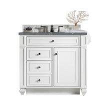 James Martin Vanities 157-V36-BW-3PBL - Bristol 36'' Single Vanity, Bright White w/ 3 CM Parisien Bleu Quartz Top