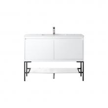 James Martin Vanities 805-V47.3-GW-MB-GW - Mantova 47.3'' Single Vanity, Glossy White, Matte Black Base w/ Glossy White Composite S