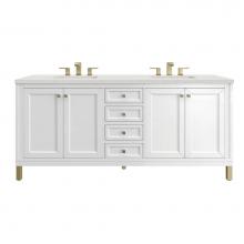 James Martin Vanities 305-V72-GW-3LDL - Chicago 72'' Double Vanity, Glossy White w/ 3 CM Lime Delight Top