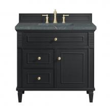 James Martin Vanities 424-V36-BKO-3PBL - Lorelai 36'' Single Vanity, Black Onyx w/ 3 CM Parisien Blue Quartz Top