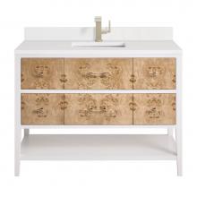 James Martin Vanities D804-V48-LMB-1WZ - Olena 48'' Single Vanity, Light Mappa Burl and Polished White w/ Single Hole 3 CM White