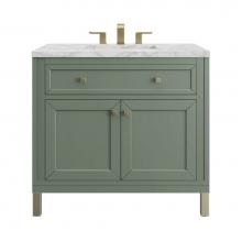 James Martin Vanities 305-V36-SC-3VSL - Chicago 36'' Single Vanity, Smokey Celadon w/ 3 CM Victorian Silver Top