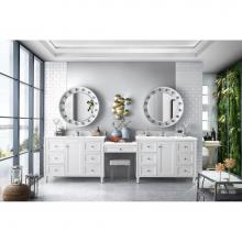 James Martin Vanities 301-V122-BW-DU-3WZ - Copper Cove Encore 122'' Double Vanity Set, Bright White w/ Makeup Table, 3 CM White Zeu