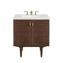 James Martin Vanities 670-V30-WLT-3LDL - Amberly 30'' Single Vanity, Mid-Century Walnut w/ 3 CM Lime Delight Top