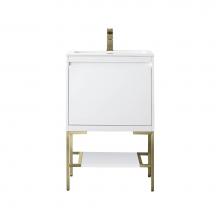 James Martin Vanities 805-V23.6-GW-CB-GW - Mantova 23.6'' Single Vanity, Glossy White, Champagne Brass Base w/ Glossy White Composi