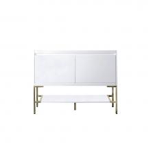 James Martin Vanities 805-V47.3-GW-CB - Mantova 47.3'' Single Vanity Cabinet, Glossy White, Champagne Brass Base