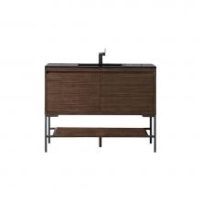 James Martin Vanities 805-V47.3-W-MB-CH - Mantova 47.3'' Single Vanity, Mid-Century Walnut, Matte Black Base w/ Charcoal Black Com