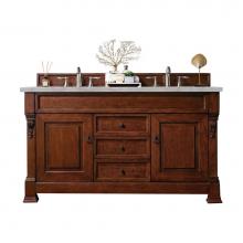 James Martin Vanities 147-114-5681-3VSL - Brookfield 60'' Double Vanity, Warm Cherry w/ 3 CM Victorian Silver Quartz Top